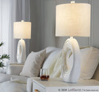 Pearl 29" Polyresin Table Lamp - Set of 2 - Matte White Polyresin, Natural Shell, White Linen