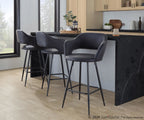 Margarite 26" Fixed-Height Counter Stool - Set of 2 - Black Metal, Black PU