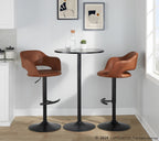 Margarite Adjustable Barstool - Set of 2 - Black Metal, Brown PU