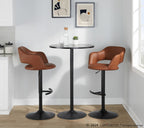 Margarite Adjustable Barstool - Set of 2 - Black Metal, Brown PU
