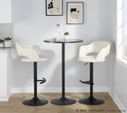 Margarite Adjustable Barstool - Set of 2 - Black Metal, Cream PU