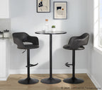 Margarite Adjustable Barstool - Set of 2 - Black Metal, Grey PU
