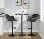 Margarite Adjustable Barstool - Set of 2 - Black Metal, Grey PU
