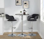 Margarite Adjustable Barstool - Set of 2 - Chrome Metal, Black PU