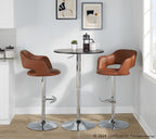 Margarite Adjustable Barstool - Set of 2 - Chrome Metal, Brown PU