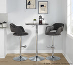 Margarite Adjustable Barstool - Set of 2 - Chrome Metal, Grey PU