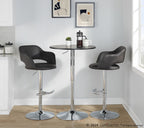 Margarite Adjustable Barstool - Set of 2 - Chrome Metal, Grey PU