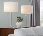 Master 29" Metal Table Lamp - Set of 2 - Polished Nickel, White Linen