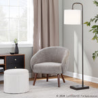 Ashland Lounge Chair - Walnut Wood, Grey Fabric
