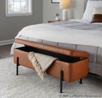 Daniella Storage Bench - Black Steel, Camel PU