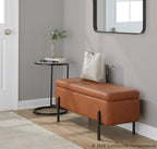 Daniella Storage Bench - Black Steel, Camel PU
