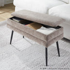 Neapolitan Storage Bench - Black Metal, Brown Fabric