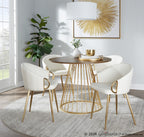 Canary Dining Table - Gold Metal, Walnut Wood