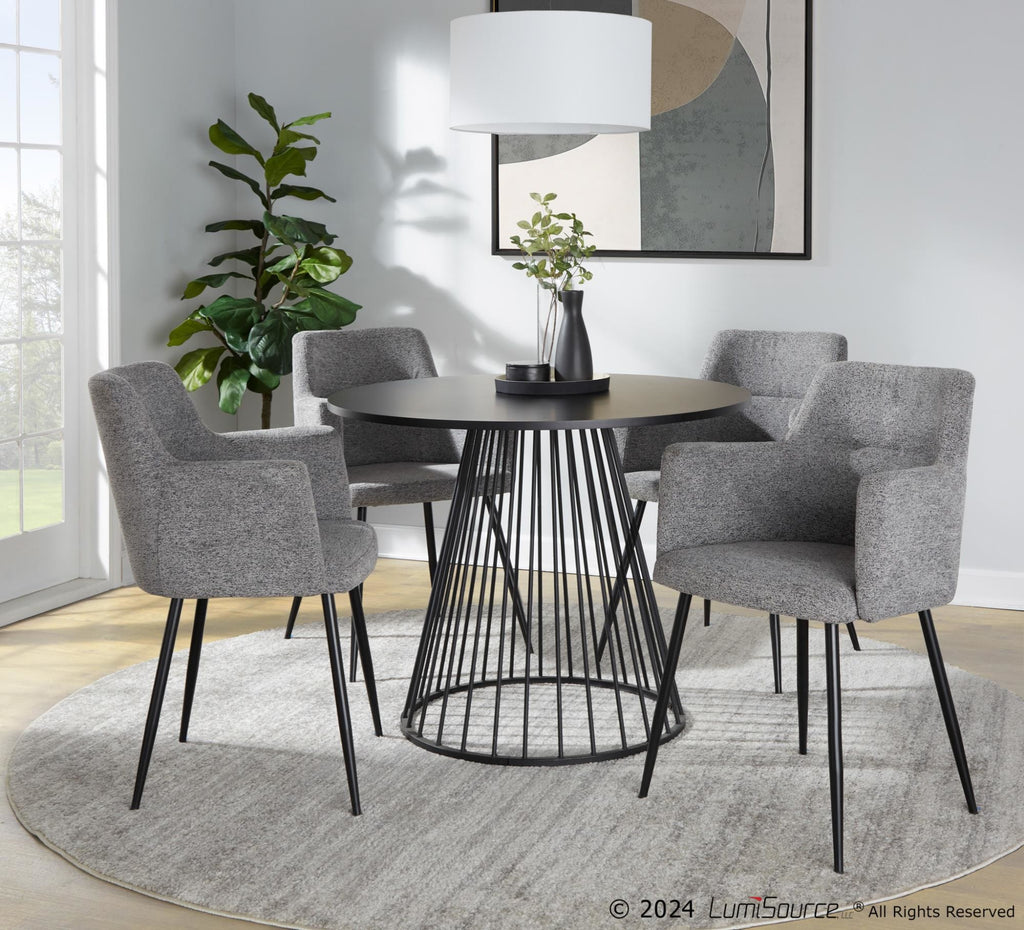 Canary Dining Table - Black Metal, Black MDF