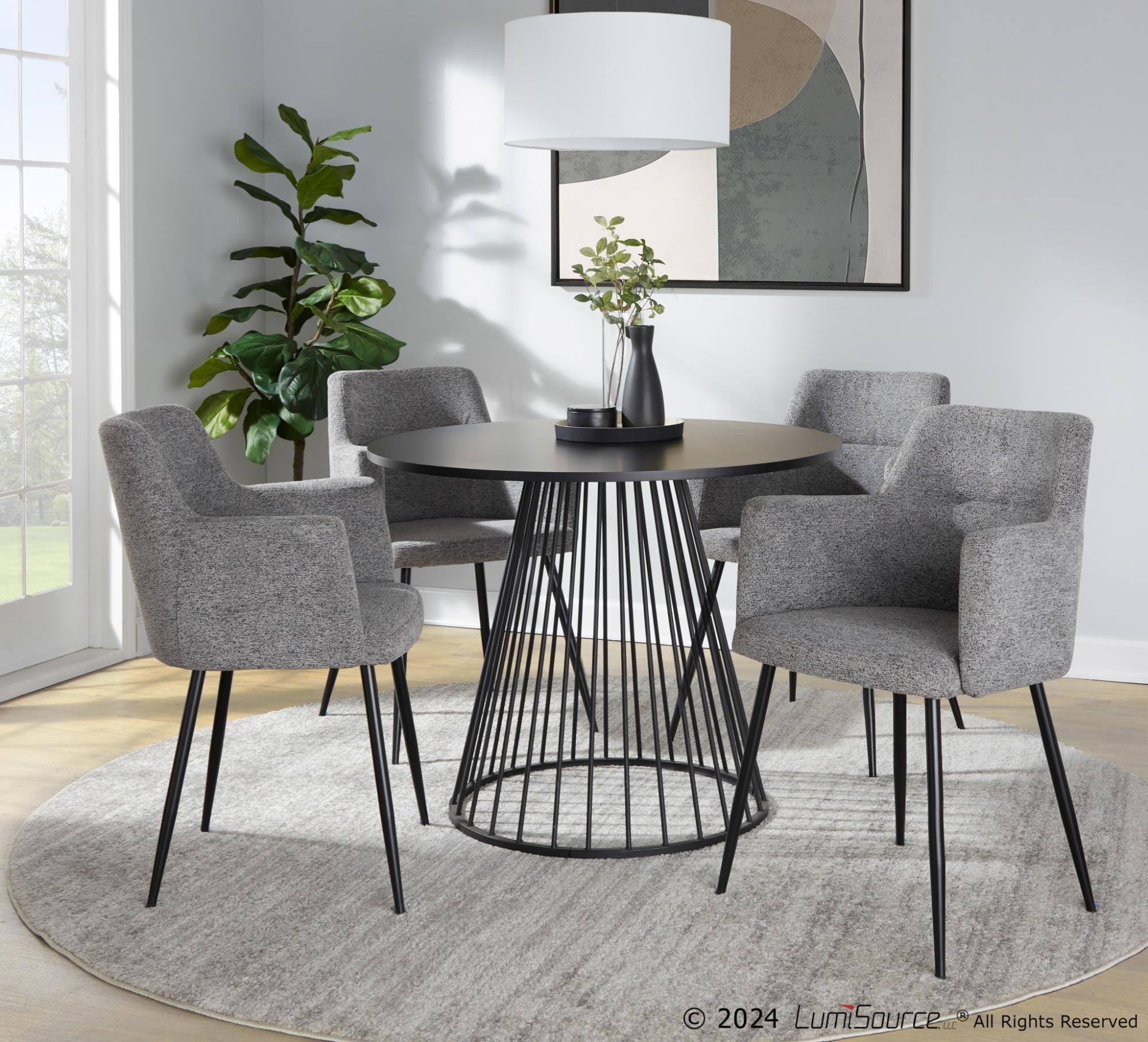 Canary Dining Table - Black Metal, Black MDF