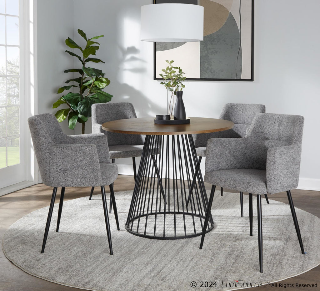 Canary Dining Table - Black Metal, Walnut Wood
