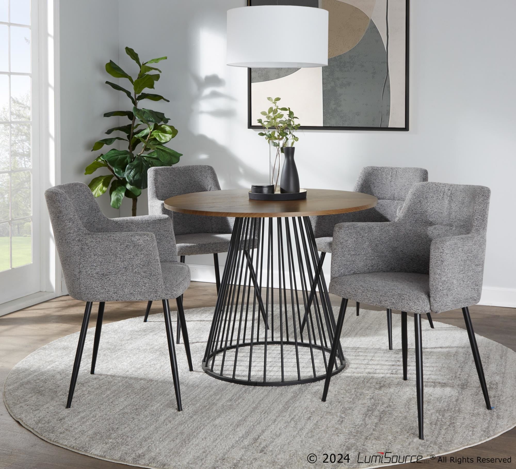 Canary Dining Table - Black Metal, Walnut Wood