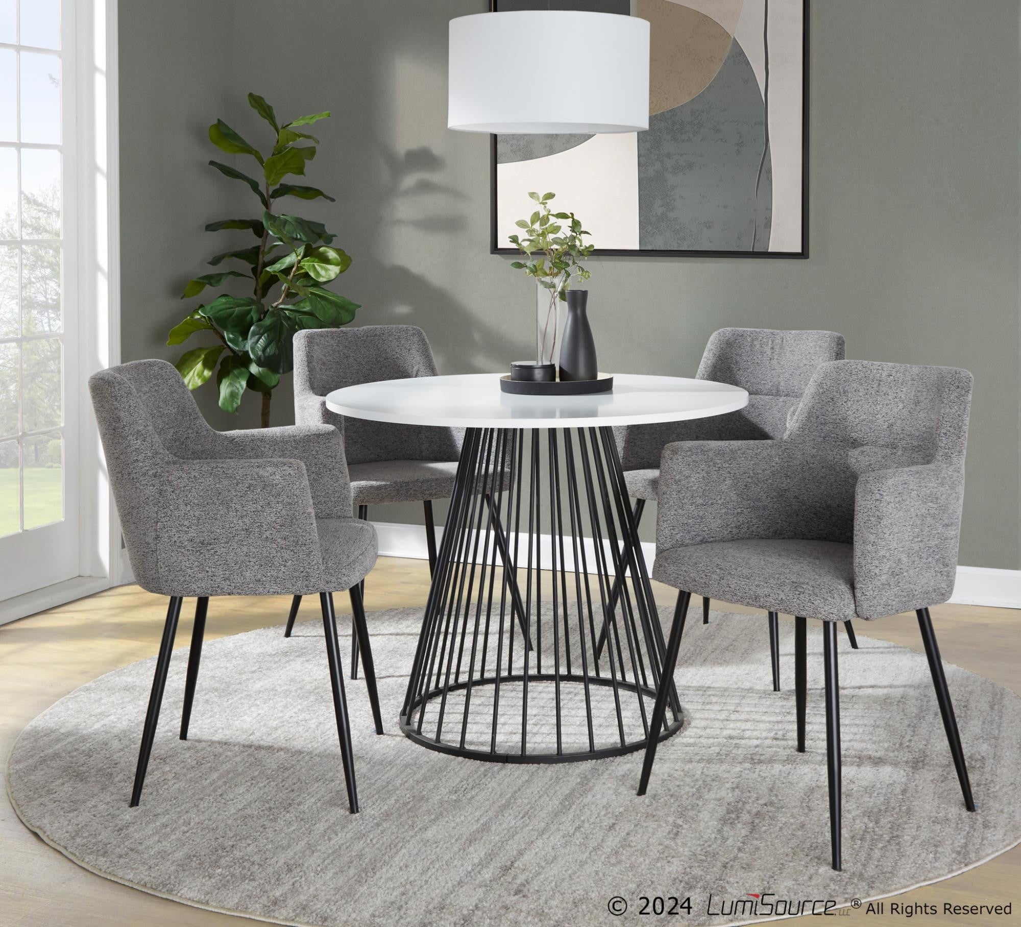 Canary Cosmo Dining Table - Black Meal, White MDF
