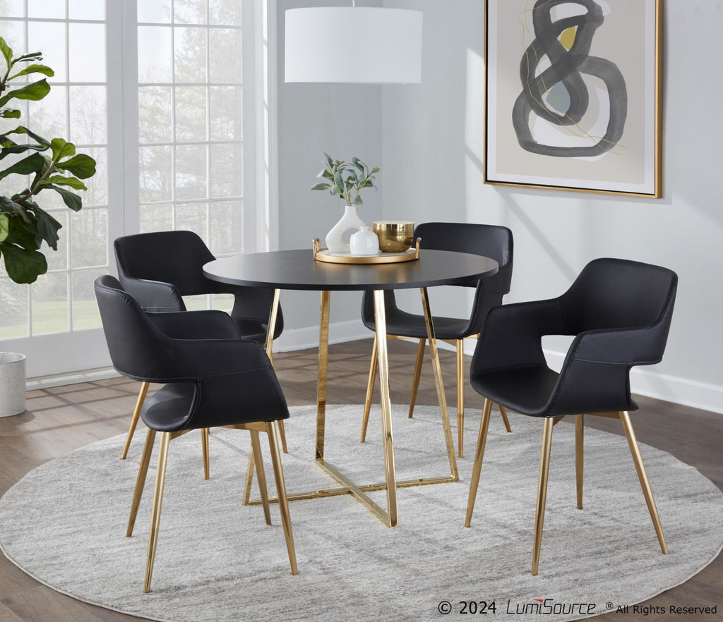 Cosmo Dining Table - Gold Metal, Black MDF
