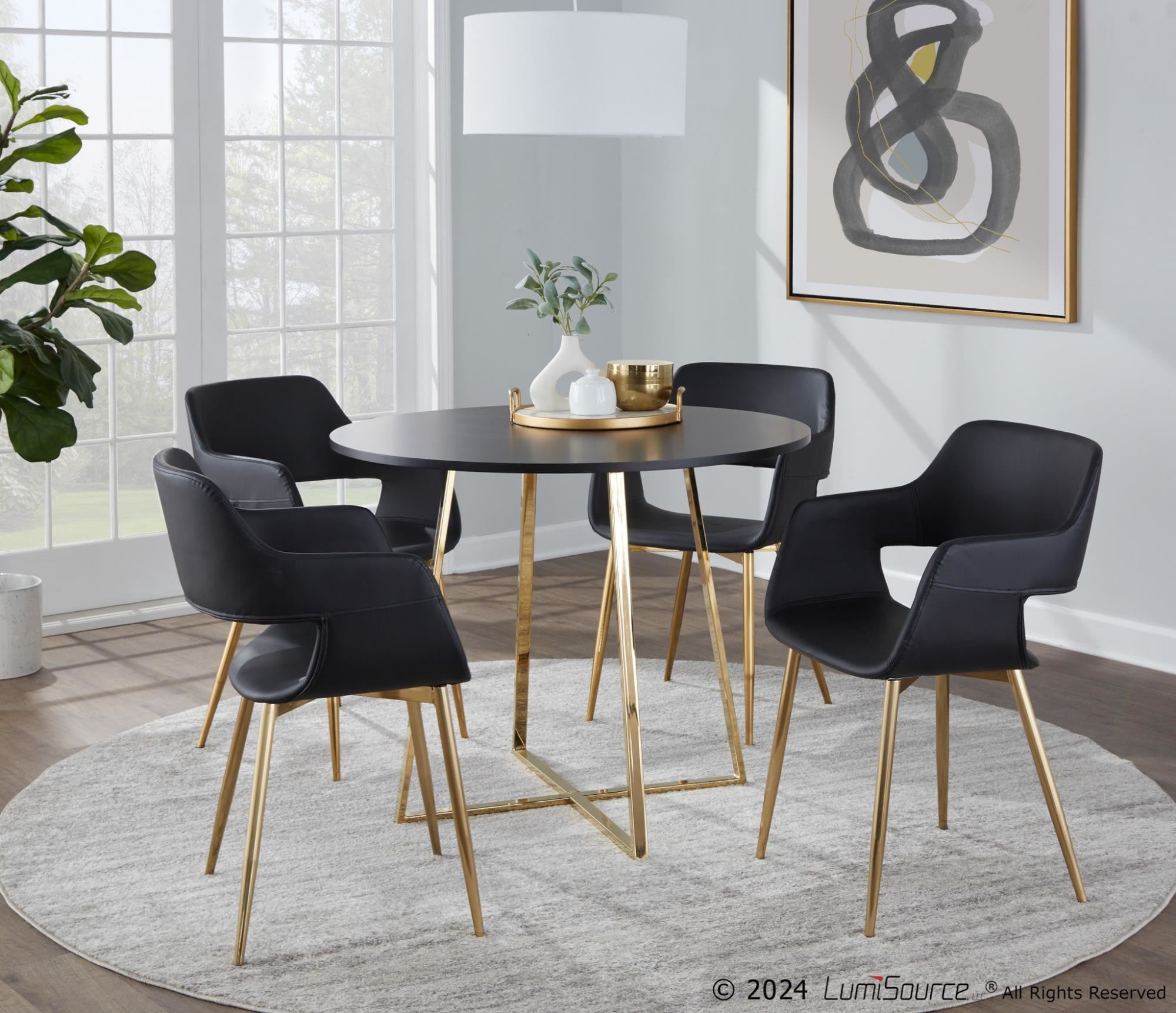Cosmo Dining Table - Gold Metal, Black MDF