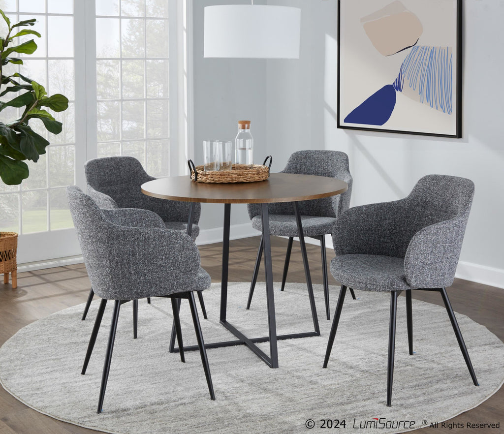 Cosmo Dining Table - Black Metal, Walnut Wood