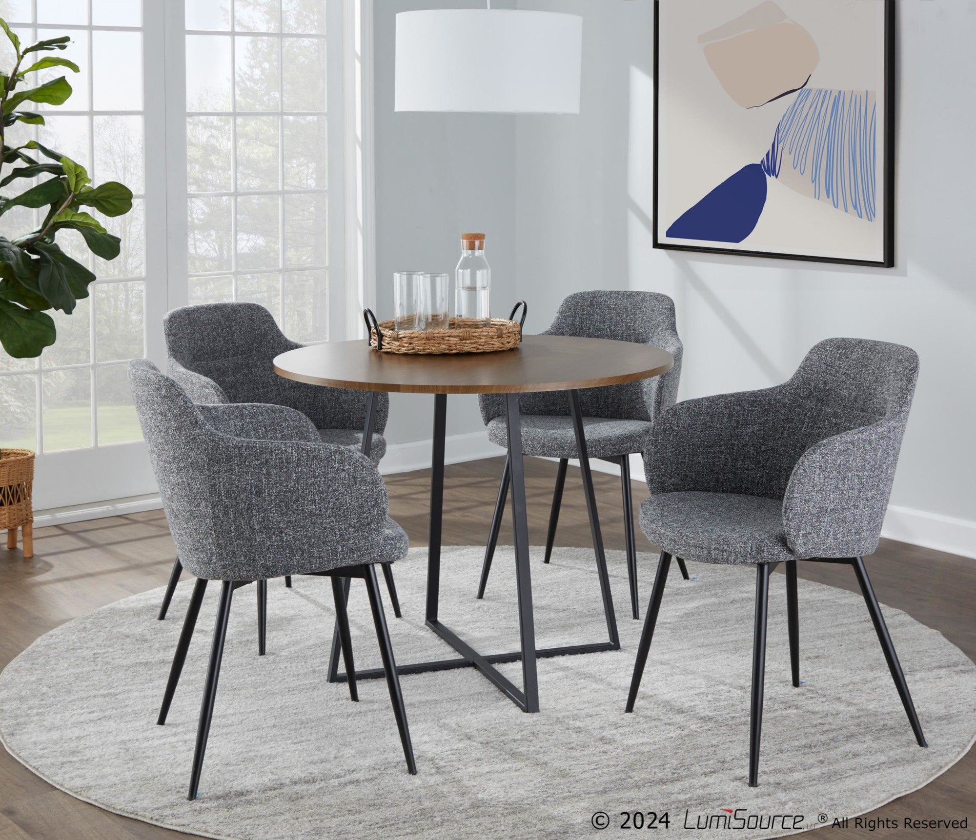 Cosmo Dining Table - Black Metal, Walnut Wood