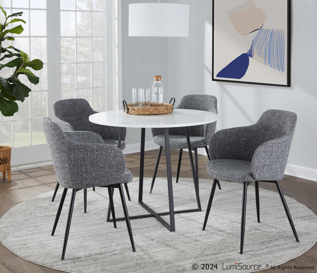 Cosmo Dining Table - Black Metal, White MDF