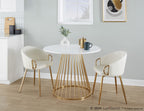 Canary Dining Table - Gold Metal, White MDF