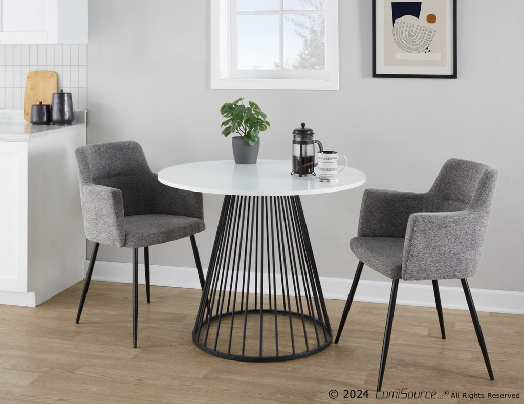 Canary Cosmo Dining Table - Black Meal, White MDF