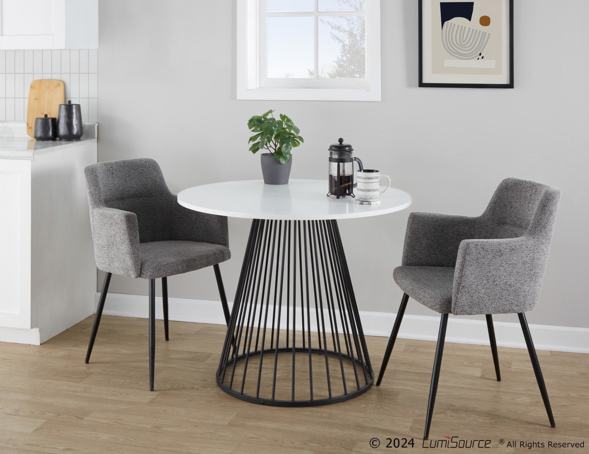 Canary Cosmo Dining Table - Black Meal, White MDF