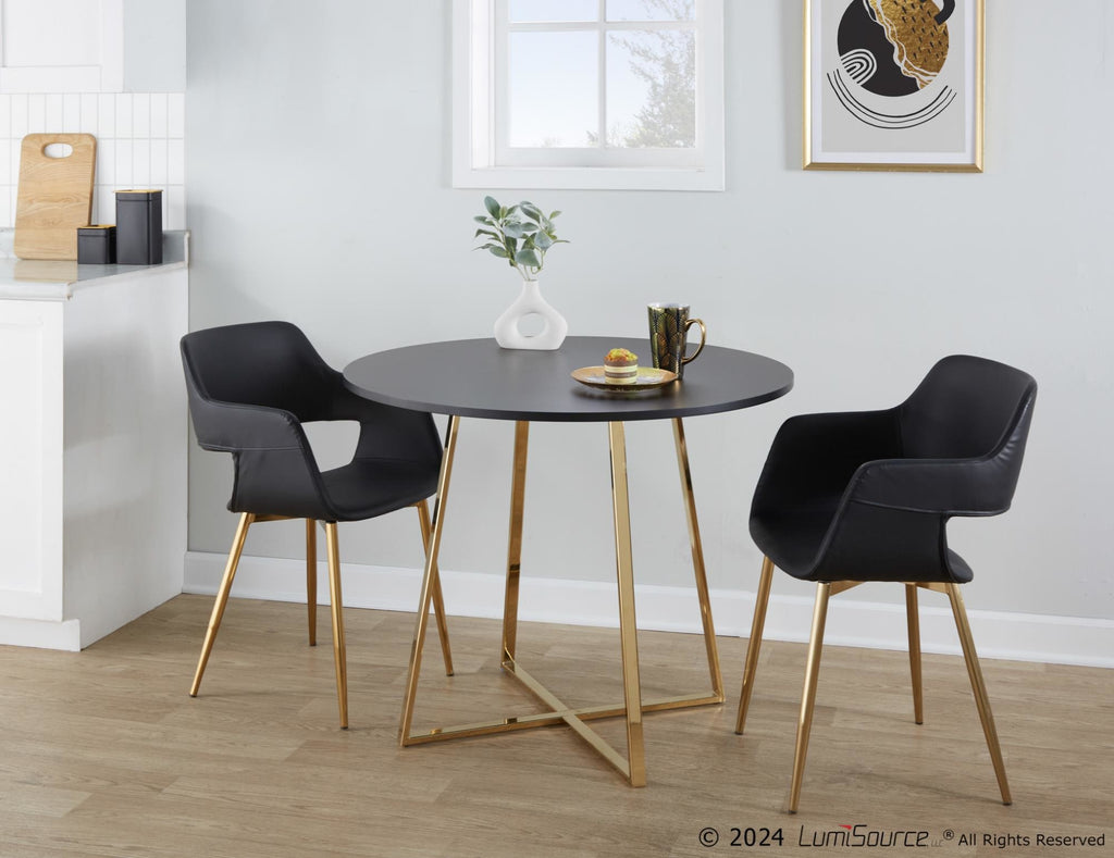 Cosmo Dining Table - Gold Metal, Black MDF