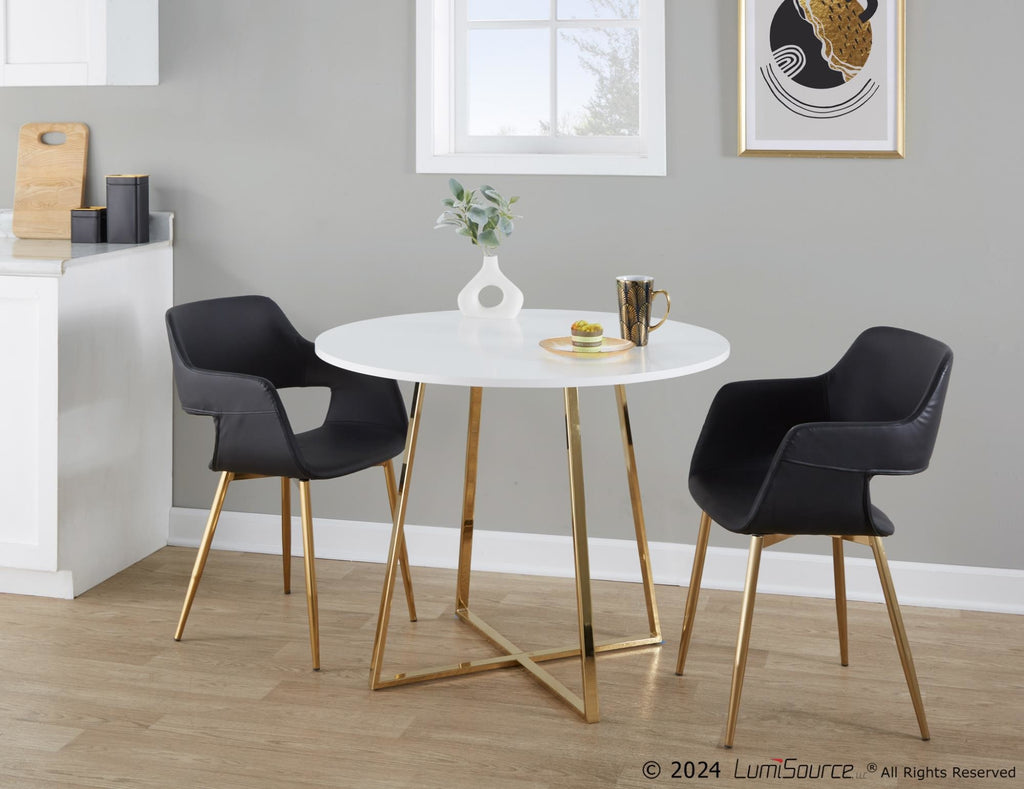 Cosmo Dining Table - Gold Metal, White MDF