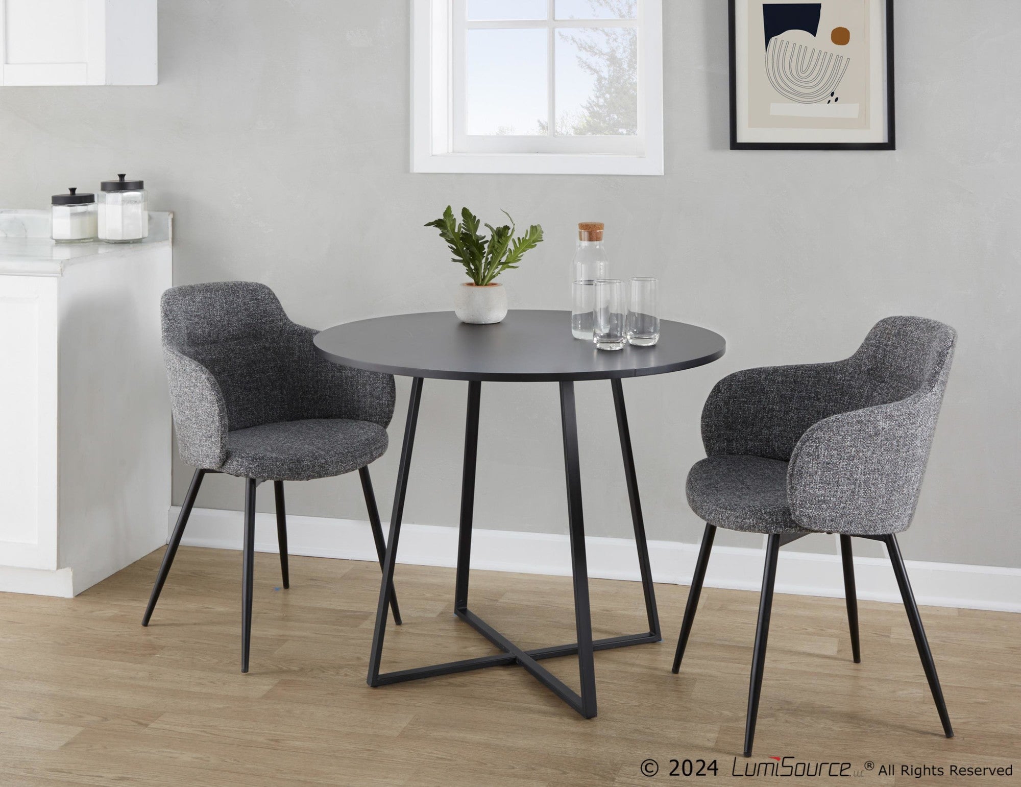 Cosmo Dining Table - Black Metal, Black MDF