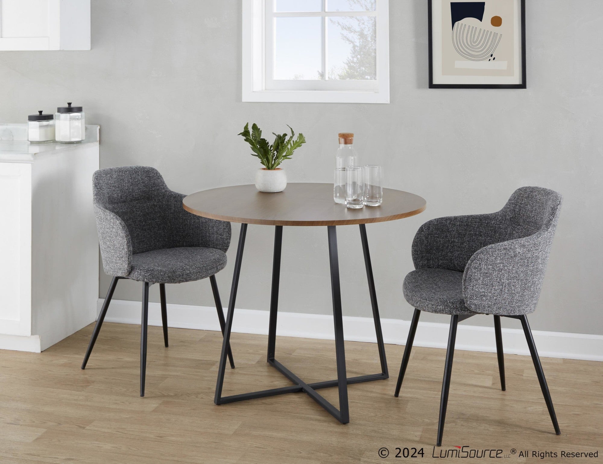 Cosmo Dining Table - Black Metal, Walnut Wood