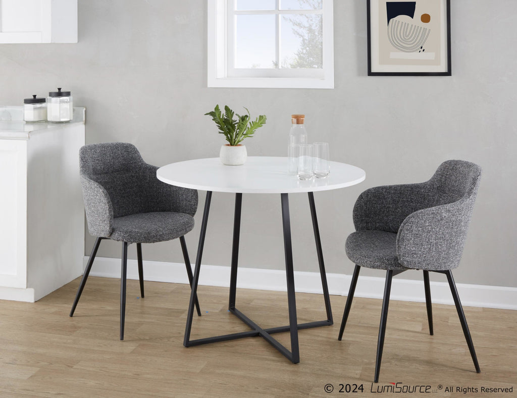 Cosmo Dining Table - Black Metal, White MDF