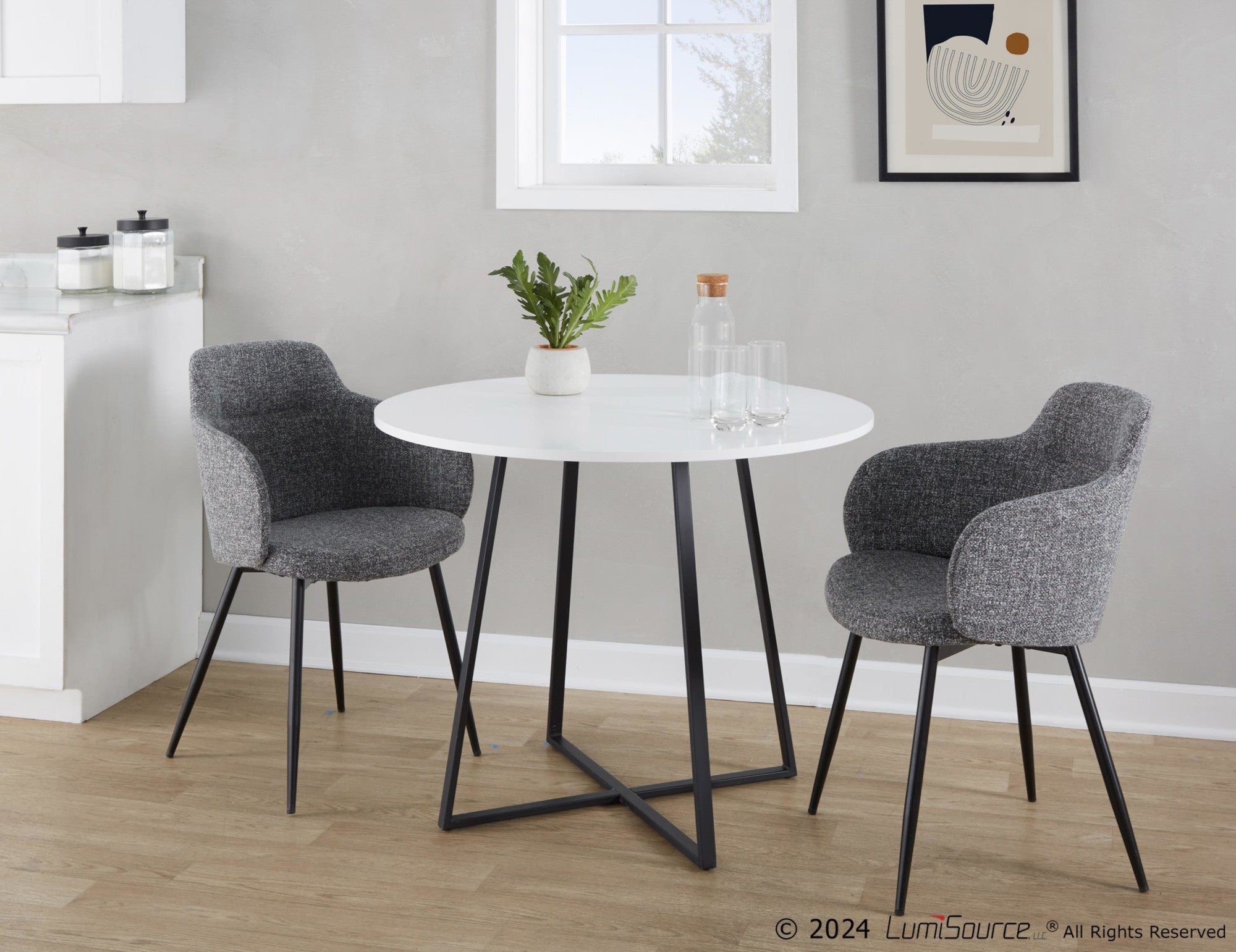Cosmo Dining Table - Black Metal, White MDF