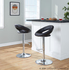 Posh Adjustable Barstool - Set of 2 - Chrome Metal, Black PU