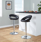 Posh Adjustable Barstool - Set of 2 - Chrome Metal, Black PU
