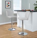 Henry Adjustable Barstool - Set of 2 - Chrome Metal, Beige Fabric