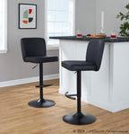 Henry Adjustable Barstool - Set of 2 - Black Metal, Black PU