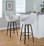 Mustang 30" Fixed-Height Barstool - Set of 2 - Walnut Glazed Wood, Grey Fabric, Black Metal
