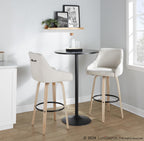 Hannah 30" Fixed-Height Barstool - Set of 2 - Whitewashed Wood, Cream Fabric, Black Metal