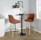 Hannah 30" Fixed-Height Barstool - Set of 2 - Whitewashed Wood, Camel PU, Black Metal