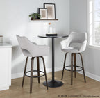 Mustang 30" Fixed-Height Barstool - Set of 2 - Walnut Glazed Wood, Grey Fabric, Black Metal
