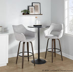 Mustang 30" Fixed-Height Barstool - Set of 2 - Walnut Glazed Wood, Grey Fabric, Black Metal