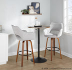 Mustang 30" Fixed-Height Barstool - Set of 2 - Walnut Wood, Grey Fabric, Black Metal