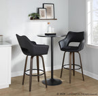 Mustang 30" Fixed-Height Barstool - Set of 2 - Walnut Glazed Wood, Black PU, Black Metal