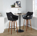 Mustang 30" Fixed-Height Barstool - Set of 2 - Walnut Wood, Black PU, Black Metal
