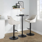 Hannah Adjustable Barstool - Set of 2 - Black Metal, Cream Fabric