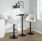 Hannah Adjustable Barstool - Set of 2 - Black Metal, Cream Fabric